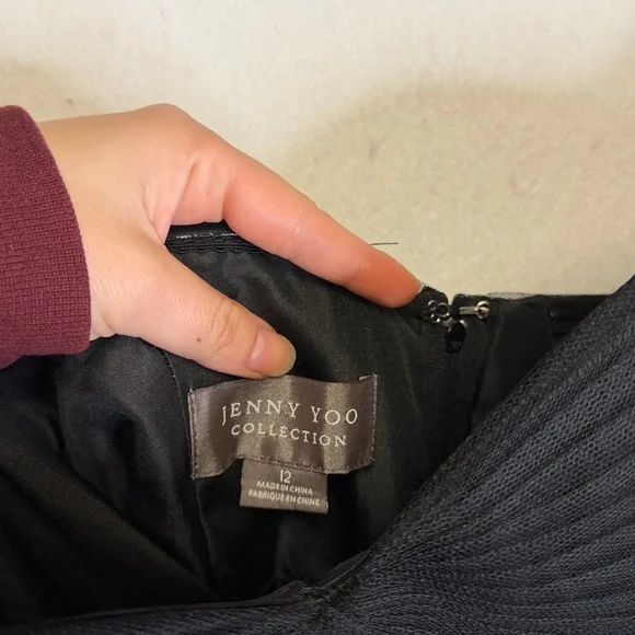 Jenny Yoo Black Tulle One Shoulder Gown - Picture 7 of 8